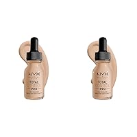 NYX PROFESSIONAL MAKEUP Total Control Pro Drop Foundation, Skin-True Buildable Coverage - Alabaster (Pack of 2)