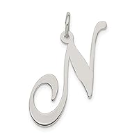 925 Sterling Silver Large Fancy Script Letter Name Personalized Monogram Initial Charm Pendant Necklace Jewelry for Women in Silver Choice of Initials and Variety of Options