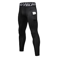 Men's Athletic Legging Workout Compression Pant with Pockets Cool Dry Baselayer Active Tights for Cycling Running