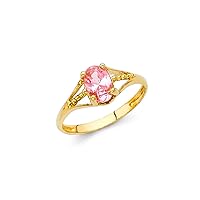 JewelryWeb 14k Yellow Gold CZ Cubic Zirconia Simulated Diamond Oct Boys and Girls Ring Size 3