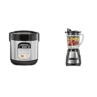 Hamilton Beach Digital Programmable Rice Cooker & Food Steamer, with Slow Hard-Boiled Egg Functions & Power Elite Wave Action Blender For Shakes and Smoothies, Puree, Crush Ice, 40 Oz