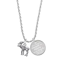 Silvertone Moose She is Clothed in Strength and Dignity Charm Necklace, 20