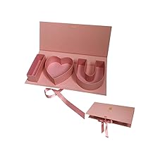 BBJ WRAPS Love U Letter Shaped Empty Flower Box Floral Packaging Fillable Chocolate Strawberry Candy Packaging Cardboard Boxes, Valentine's Day, Birthday, and Mother's Day, 18 x 7.7 x 2.7 inches, 1