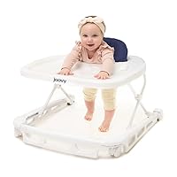 Spoon B Baby Walker & Activity Center Featuring Super-Sized Tray with Dishwasher-Safe Insert, Ultra-Wide Base, Three Adjustable Heights, and Rear-Wheel Parking Brake (Slate)