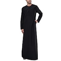 Muslim Thobe for Men Zipper Up Robe Dubai Long Gown Big and Tall Middle East Saudi Arab Kaftan Islamic Abaya Dress