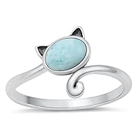 CHOOSE YOUR COLOR Sterling Silver Cat Ring