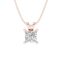 Clara Pucci 3.0 ct Princess cut Genuine Lab Created Grown Cultured Diamond Solitaire VS1-2 J-K 18K White Gold Pendant with 16