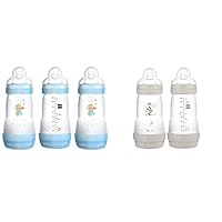 MAM Easy Start Anti-Colic Bottle 9 oz (3-Count), Baby Essentials & Easy Start Matte Anti-Colic Baby Bottles, 9 oz (2 Count), Medium Flow Nipples, Unisex Baby,2 Count (Pack of 1)