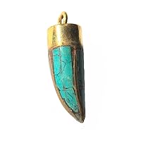 Boho Style Mosaic Stabilized-Turquoise Pendant - Tribal Jewelry From Nepal For Men & Women