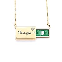 Nigeria Country Flag Name Letter Envelope Necklace Pendant Jewelry