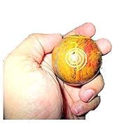 Jet Lovely Yellow Jasper Jade Crystal Ball Sphere Genuine Original Authentic Usui Engraved 45 mm - 50 mm Gemstone Free Booklet Crystal Therapy Image is JUST A Reference.