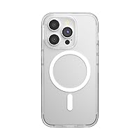 PopSockets iPhone 15 Case with Round Phone Grip Compatible with MagSafe, Phone Case for iPhone 15, Wireless Charging Compatible - Clear 15 Pro