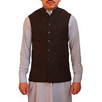 Pakistani Traditional Waistcoat Sleeveless Vest Jacket Khan Waist Famous Sayahdar Jacket (38, Black)