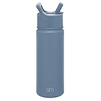 Simple Modern Kids Water Bottle with Straw Lid Vacuum Insulated Stainless Steel Metal Thermos Bottles | Reusable Leak Proof BPA-Free Flask for School | Summit Collection | 18oz, Blue Dune