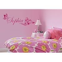 Personalized Name and Butterflies Blossom Custom Girls Nursery Wall Decal #1104