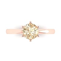 Clara Pucci 1.1 ct Brilliant Round Cut Solitaire Brown Morganite Classic Anniversary Promise Engagement ring 18K Rose gold for Women