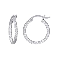 925 Sterling Silver Womens 2mm X 12mm Sparkle Cut Hoop Earrings Jewelry Gifts for Women
