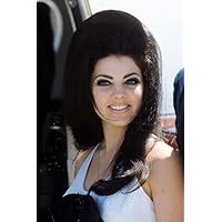 Priscilla presley smiling portrait in white dress 1960's with big hair 18x24 poster