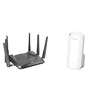 D-Link WiFi 6 Router AX4800 MU-MIMO Voice Control & AX1800 Mesh Wi-Fi 6 Range Extender- Cover up to 2600 sq.ft- Dual Band, MU-MIMO, Mesh, WPA3, Booster, Repeater, Access Point