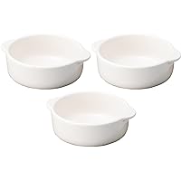 Set of 3, White 4.7 inches (12 cm) Round Au Gratin (Banko Ware) [5.7 x 4.8 x 1.9 inches (14.6 x 12.3 x 4.8 cm) | Au Gratin Dish