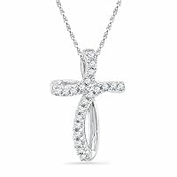 2.00 CT Round Cut Diamond Cross Pendant Necklace 14K White Gold Over Free Chain for Women's