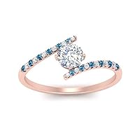 Choose Your Gemstone Bypass Modern Round Diamond CZ Ring Rose Gold Plated Round Shape Side Stone Engagement Rings Matching Jewelry Wedding Jewelry Easy to Wear Gifts US Size 4 to 12