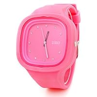 ZGO Quartz Jelly Watches with Rhinestones (Assorted Colors) (Pink)