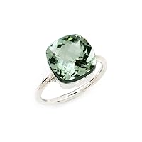 Sterling Silver 925 Ring For Womens Green Amethyst Ring Sterling Silver Statement Ring Bezel Set Gemstone Ring
