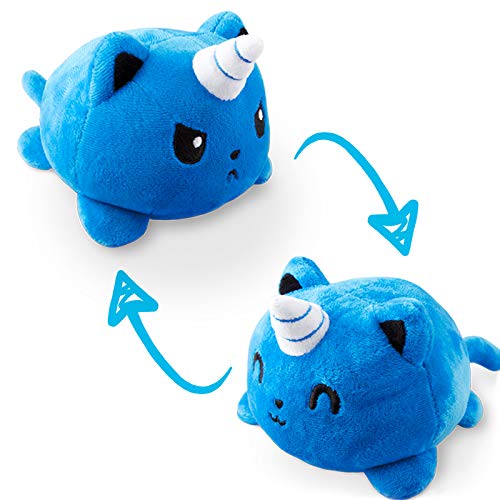 TeeTurtle | The Original Reversible Kittencorn Plushie | Patented Design | Blue | Show your mood without saying a word!