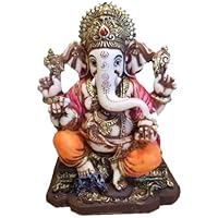 Lightahead The Blessing. A Multi Colored Statue of Lord Ganesh Ganpati Elephant Hindu Ganesha God Made from Marble Powder in India