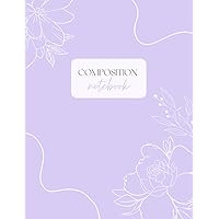COMPOSITION Notebook: Dot grid, minimalist, Aesthetic Botanical, Cute Boho style ,Pastel purple color(8.5 x 11 inch | 110 Pages) For School, University, Work and Everyday Use