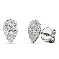 The Diamond Deal 18kt White Gold Womens Pear-shaped Cluster Stud VS Diamond Earrings 0.33 Cttw