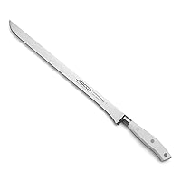 ARCOS Forged Slicing Knife / Ham Knife 12 Inch Nitrum Stainless Steel and 300 mm blade. Ergonomic Polyoxymethylene POM Handle. Series Riviera Blanc. Thin blade with a characteristic smooth edge. Color White.