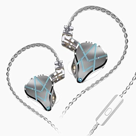 KZ ASX 20BA Units HiFi in Ear Balanced Armature Earphones Noise Cancelling Earbuds DJ Monitor Earbuds Sport Headset (Silver with MIC)
