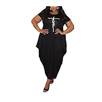 Women's Faith Maxi Dresses Plus Size Oversize Causal Loose Faith Long Dresses from L-5XL