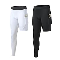 BaronHong Mens Single Leg Compression Pants with Pockets Capri Tight Base Layer Running Athletic Leggings Tight 3/4 Length