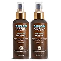 Argan Magic Intensive Hair Oil | Restores Manageability and Elasticity - Adds Shine and Gloss | Controls Frizz | Made in USA, Paraben Free, Cruelty Free (4 oz / 2 Pack)