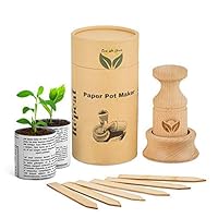 PAPER POT MAKER WOODEN HAND-TOOL- Craft an unlimited supply of biodegradable seedling pots for the garden with this easy to use DIY tool. Makes 1 & 3/4 inch seed starter pots, includes 20 plant labels