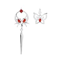 1 Pair Fairy Ancientry Butterfly Elegant Ear Clips Girls Red Crystal Sweet Stud Earrings Bridesmaids Wedding Jewelry
