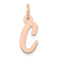 14k Rose Gold Small Script Letter C Initial Charm Pendant Necklace Jewelry Gifts for Women
