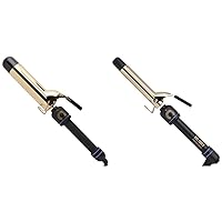 HOT TOOLS Pro Signature Gold Curling Iron | Long-Lasting, Defined Curls, (1-1/2 in) & Pro Artist 24K Gold Curling Iron | Long Lasting, Defined Curls (1 in)