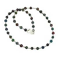 Sterling Silver 925 Natural Black Shaded Opal Beaded Strand Necklace Jewelry