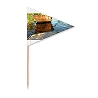 Boat And Water Art Deco Fashion Toothpick Triangle Cupcake Toppers Flag