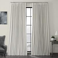 Faux Linen Room Darkening Curtains - 96 Inches Long Extra Wide Luxury Linen Curtains for Bedroom & Living Room (1 Panel), 100W X 96L, Oyster