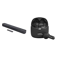 JBL Bar 2.0 All-in-one (MK2): Compact 2.0 Channel soundbar, Black & Tune Flex - True Wireless Noise Cancelling Earbuds (Black), Small