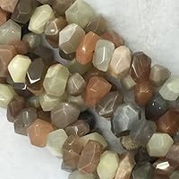 1 Strands Natural Gray Gold Orange White Flash Light Sunstone Moonstone Hand Cut Faceted Nugget Free Form Loose Beads 11x15mm 15.5