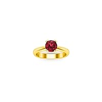 0.30 Ctw Round Cut Lab Created Red Ruby Solitaire Band Engagement Ring For Girls & Women's14K Yellow Gold Plated