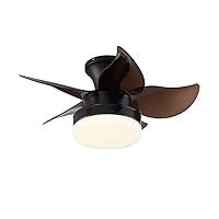 Fan Lights, Ceilifan with Light Reversiblet Bedroom Led 6 Speeds Round Fan Ceililight with Remote Control Liviroom Silent Household Integrated Fan Light with Timer/Black