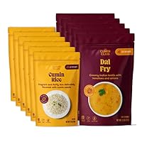 The Cumin Club Dal Fry Instant Curry + Rice Sides Bundle - Vegetarian Meals Ready to Eat (Pack of 5 Dal Fry + Pack of 6 Rice)