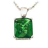 P41012 Classic Mt St Helens Green Helenite May Birthstone Rectangle Shape Sterling Silver Pendant